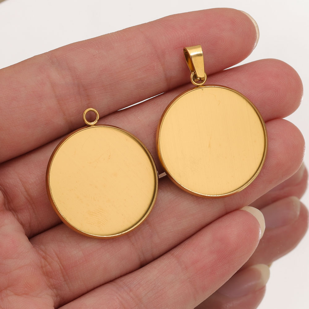 Pendentifs dorés en acier inox - Pendant Blank Bezel avis et prix